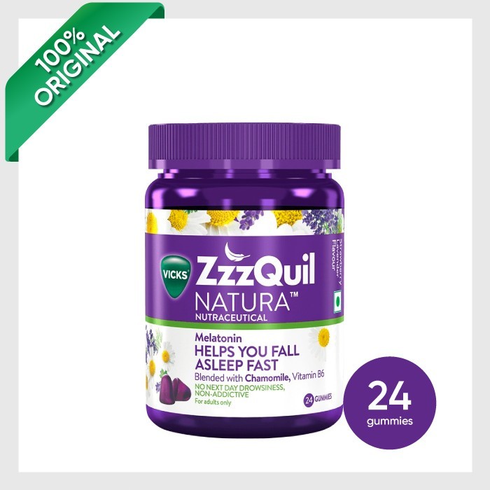 Vicks ZzzQuil Natura, Melatonin Non-Addictive Sleep Gummy Tidur nyaman