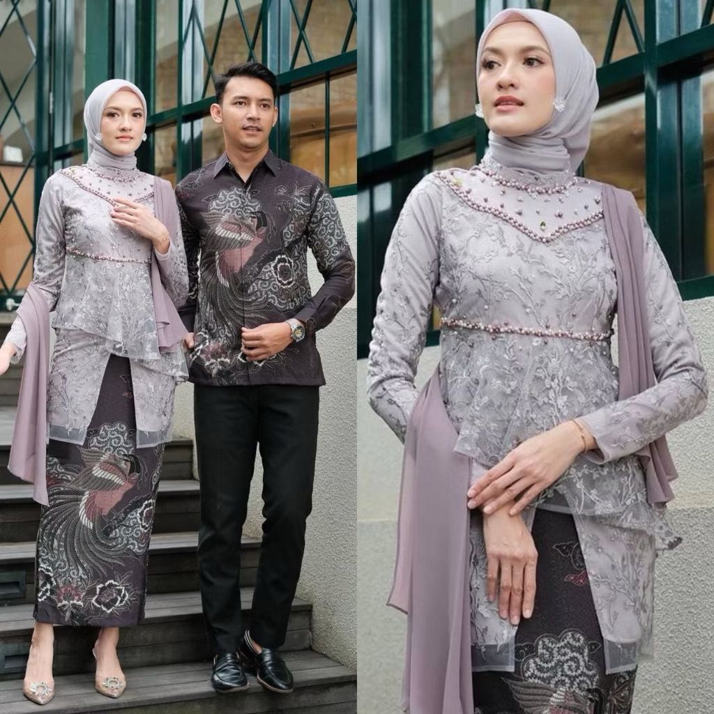 Kebaya Couple Kaluna Series Kebaya Wisuda Lamaran Tunangan Set Tunik Batik Baju Couple Kondangan Ter