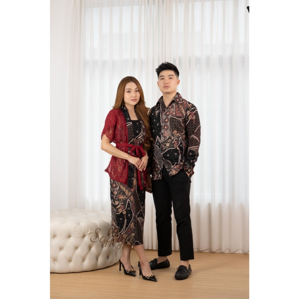 De SAFFIYA - Couple Arina Batik (PREMIUM) Batik Couple/ Kemeja Batik /Dress Kondangan/ Dress Batik /