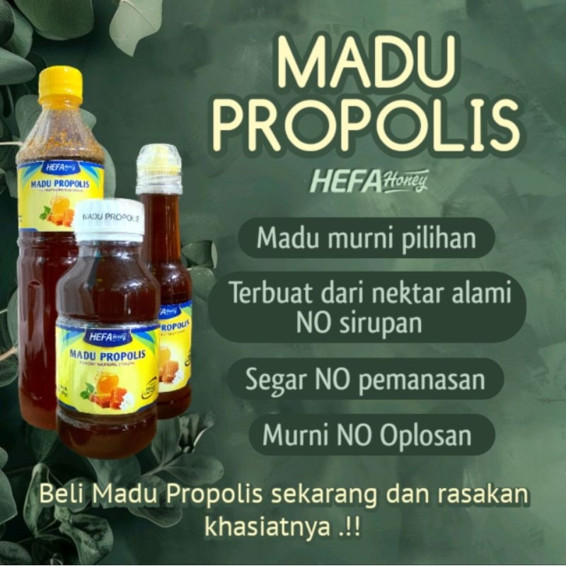 

Madu Propolis Madu Asli dan Murni, tanpa pemanasan, rendah kadar air, full nektar alami ukuran 360 gr, 730 gr dan 1000 gr