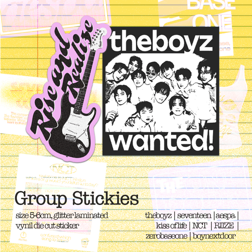 

Kpop Group Stickies (Kiss of Life, aespa, NCT, RIIZE, Seventeen, ZB1, boynextdoor, The Boyz)