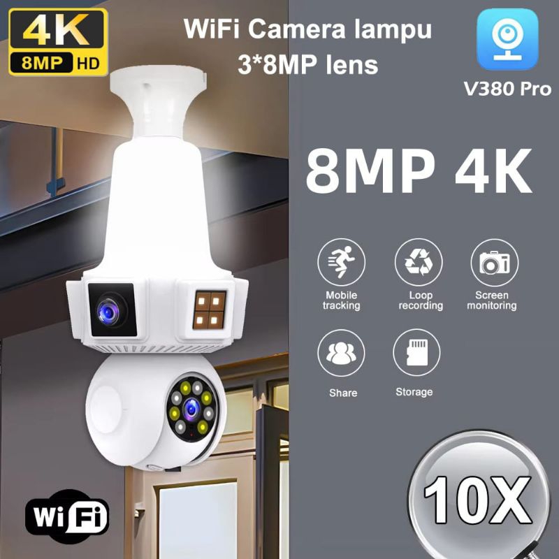 PTZ CCYV CAMERA BOHLAM LAMPU KAMERA CCTV WIFI 3LENSA FULL HD 1080P CCTV OUTDOOR ORIGINAL