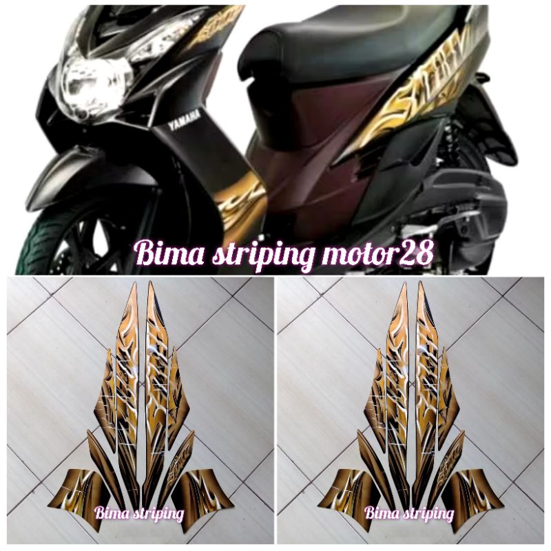 Stiker striping list body motor full set yamaha mio soul 2010 full hitam