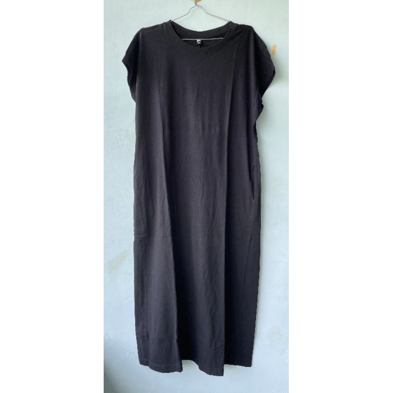 DRESS TUNIC WANITA UNIQLO BAJU TUNIK HITAM PERNAH PAKAI