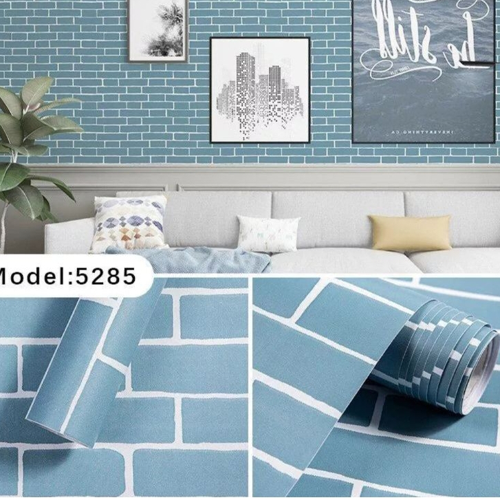 WALLPAPER STIKER DINDING BATA BIRU