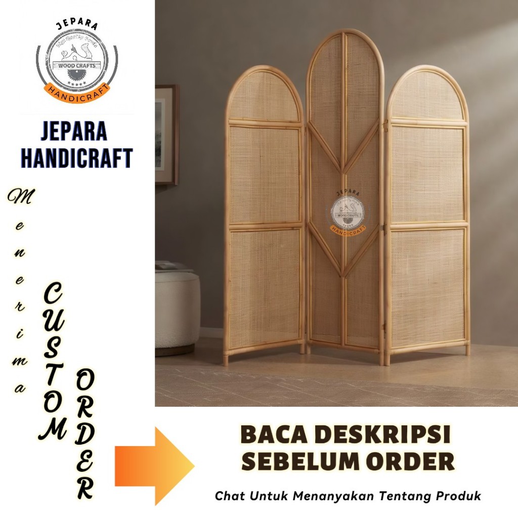Divider Ruangan Multifungsi | Partisi Jati Rotan Handmade | Sempurnakan Ruang Tamu | Jepara Handicra