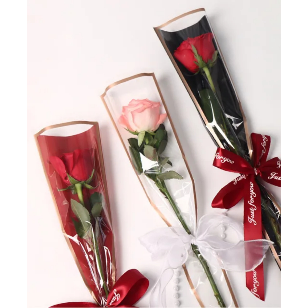 

(PACK) List Gold Cellophane Single Rose / Plastik Bungkus Bunga