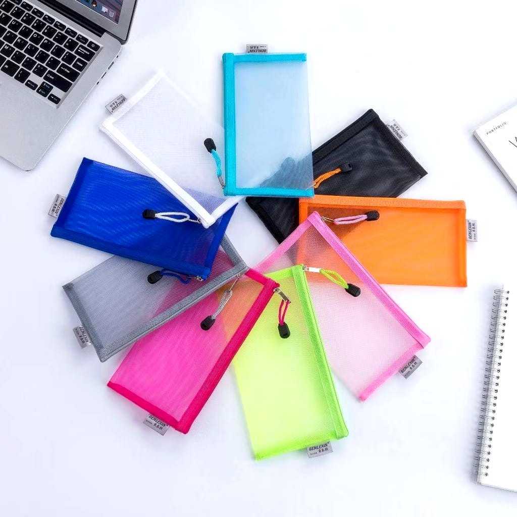 

AG Kotak Pensil Jaring Transparan/Pouch Tempat Pensil Sekolah Anak/Kotak Pensil Jaring