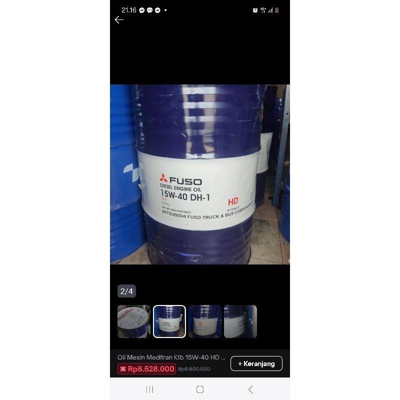 Oli mesin 1 drum 209liter.sae 15w-40 Hd DH-1