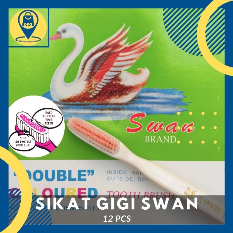 12 Pcs Sikat Gigi Swan Double Action Hard Inside Soft Outside Sikat Gigi Amenities Hotel Villa Souve