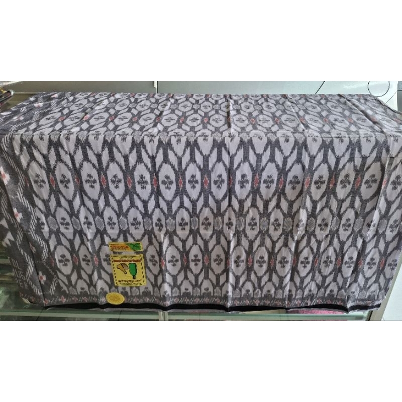 Sarung Goyor Jabal Barbara Botol Al Wafa Tenun ATBM Warna Putih Kyai Santri Bahan Rayon Toldem Pria 