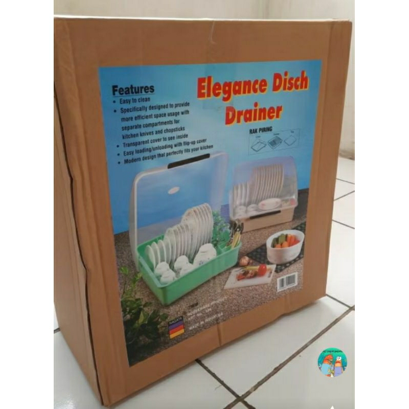 Rak Tempat Piring Nagata 509 Dengan Tutup Plastik Elegance Dish Drainer Dapur Tempat Sendok Garpu
