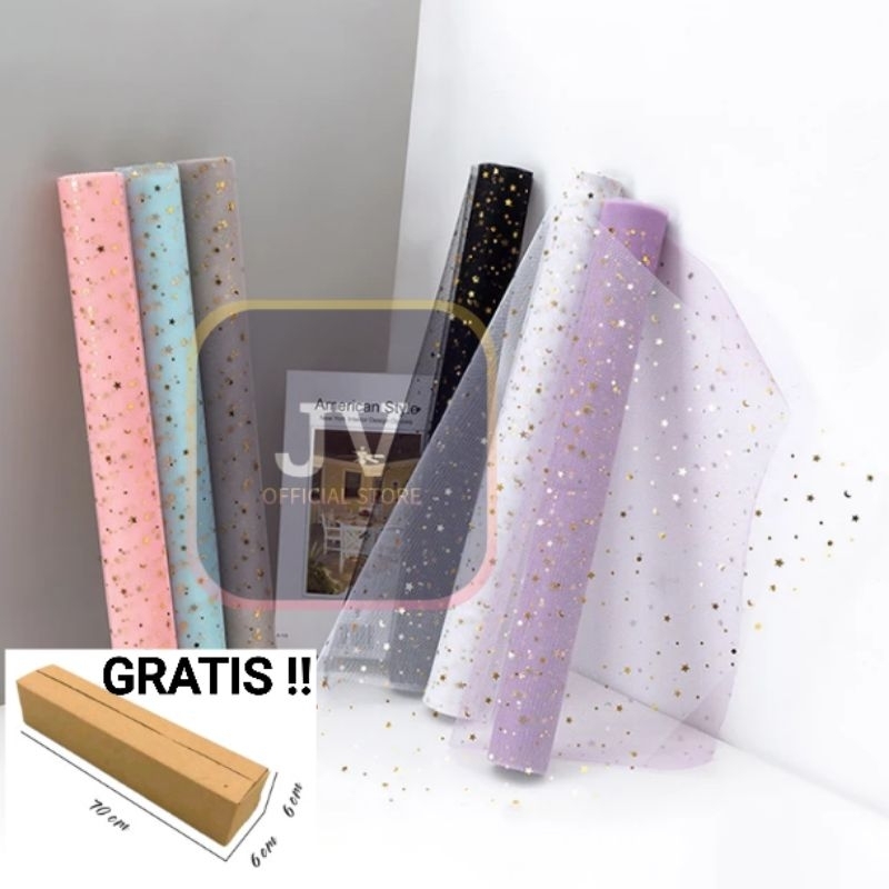 

(1 ROLL) Kertas Cellophane Impor Star Flower Mesh Transparan Jaring Bintang Buket Bunga & Hampers, Flower Wrapping Paper Celophane Import, Free Packing Kardus !