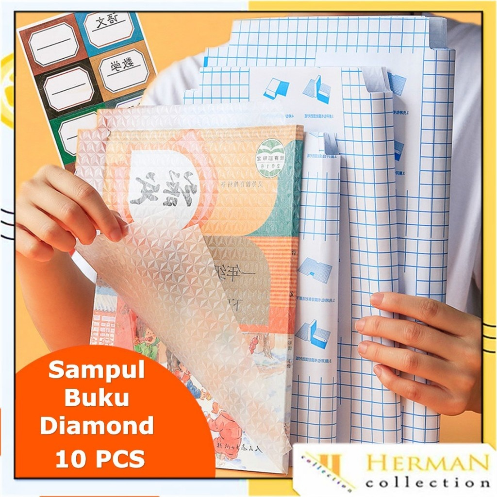 

Stiker Sampul Buku Isi 10 Lembar Self-Adhesive Book Cover Waterproof Sticker Tulis Sekolah Diamond