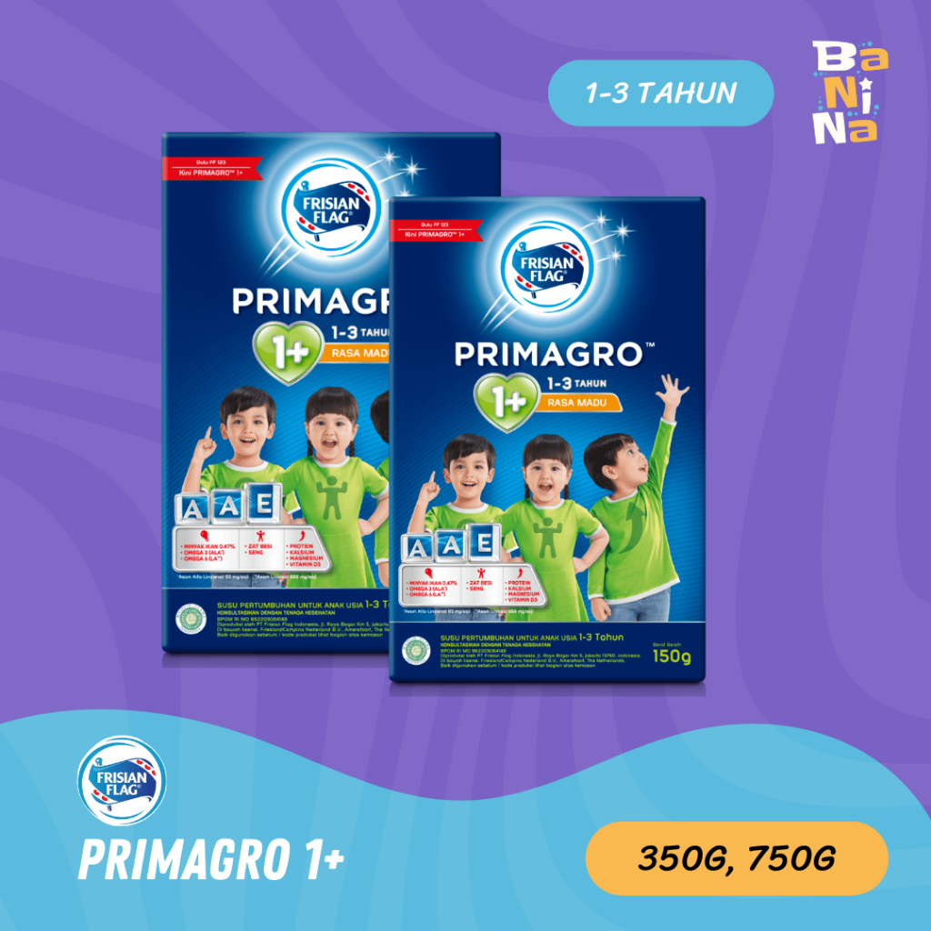 Frisian Flag Primagro 1+ Rasa Vanila 120g, 360g Susu Formula Bayi 1-3 Tahun