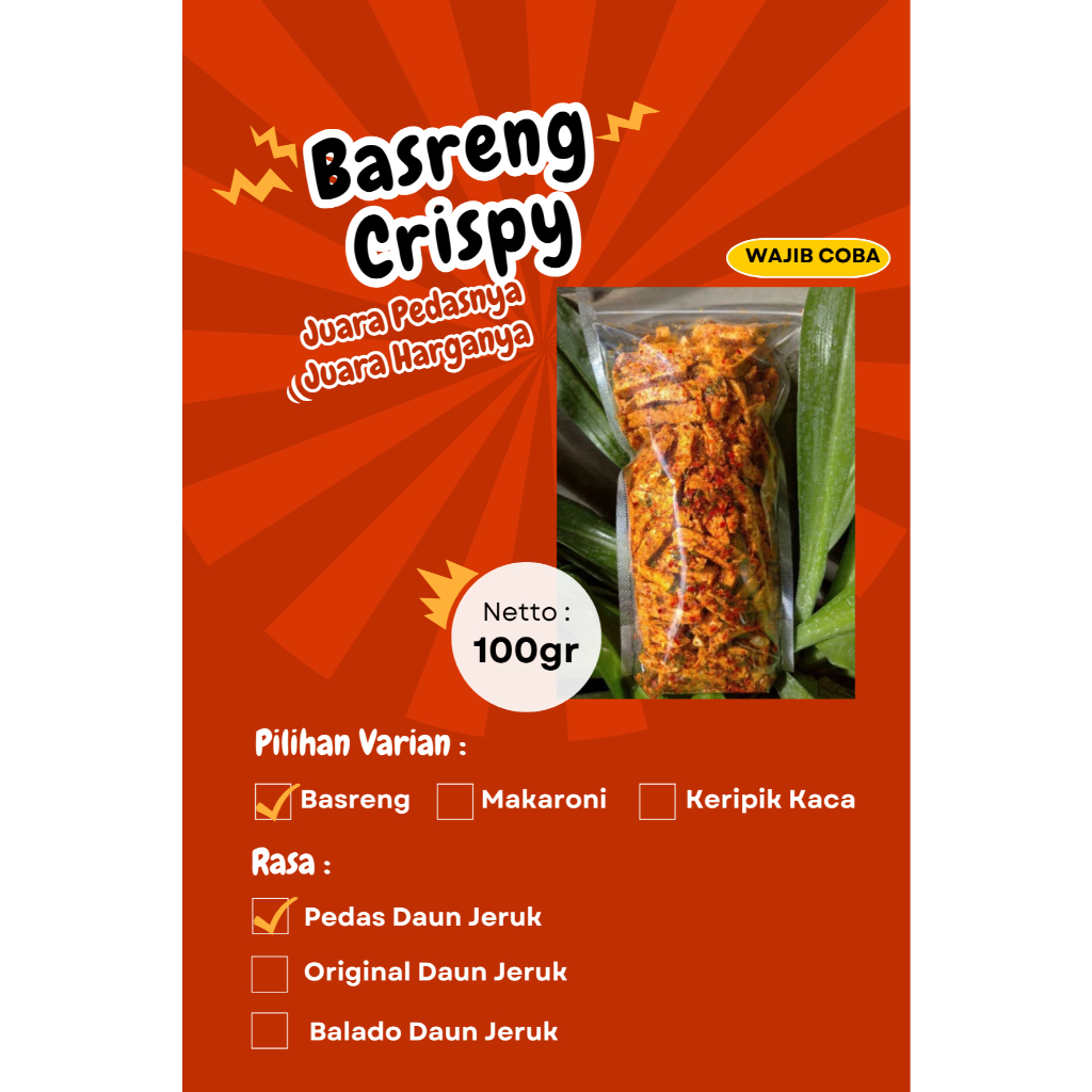 

BASRENG CRISPY STIK PEDAS DAUN JERUK GURIH RENYAH