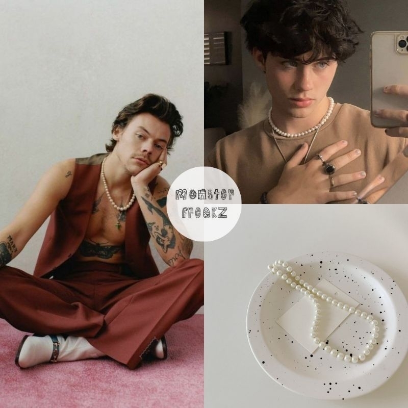 Harry Pearl Necklace | Kalung Mutiara Beads Manik manik Korea, Perhiasan Wanita Pria Kekinian, Kalun