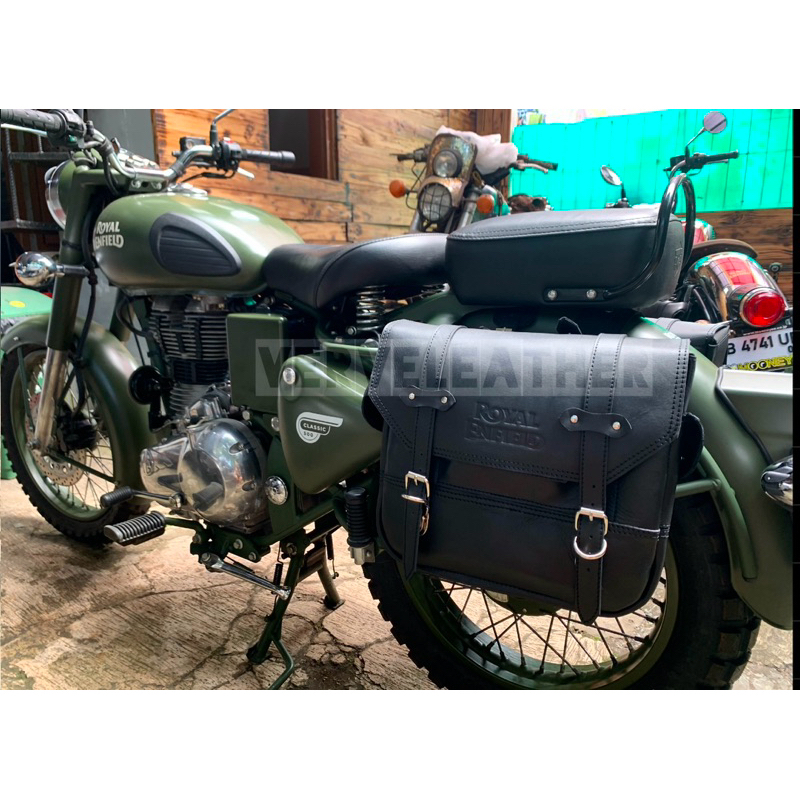 sidebag royal enfield , tas kulit royal enfield , classic 500 , classic reborn , classic 350