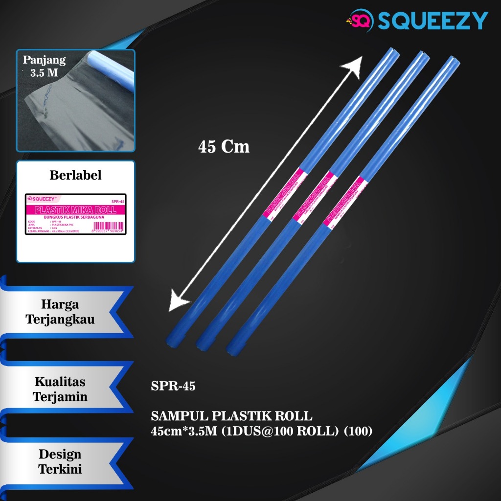 

[1 ROLL] Sampul Plastik Mika Roll Sampul Buku Roll SQUEEZY Panjang 3,5 M (Lebar 45 CM / 34 CM)
