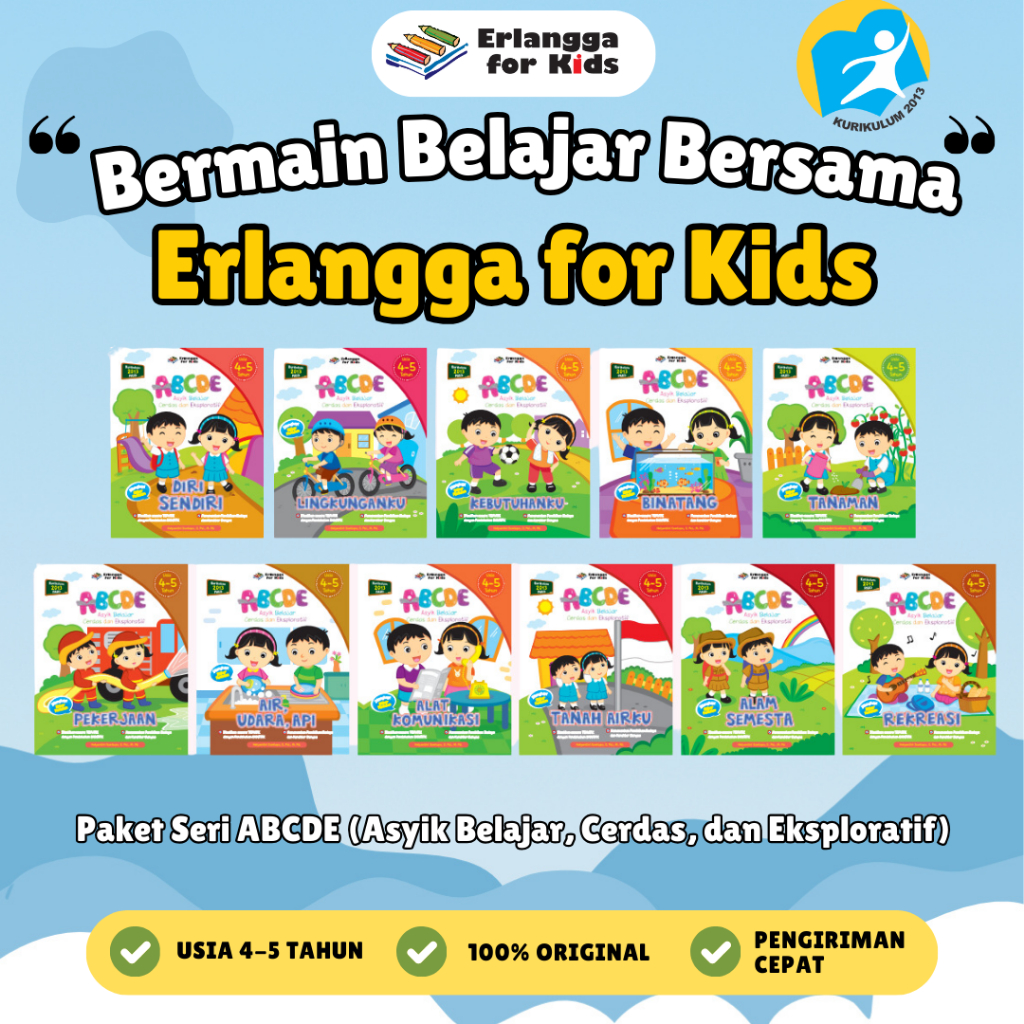 [Erlangga] Buku Paket Aktivitas Paud: Seri ABCDE 4 5 Tahun - Erlangga For Kids