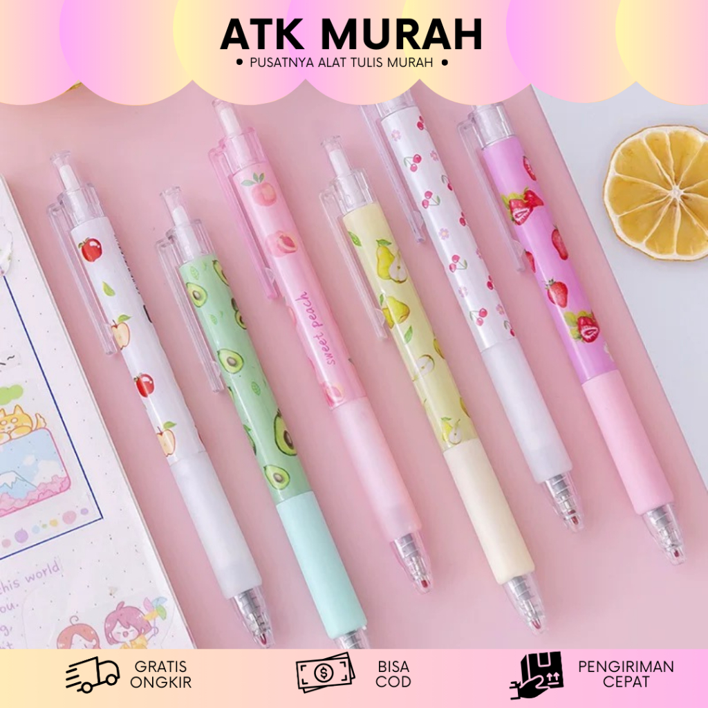 

PULPEN CETEK BUAH MIRIP SARASA MACARON MEKANIK FRUITS LUCU ALAT TULIS SEKOLAH MURAH TERJANGKAU