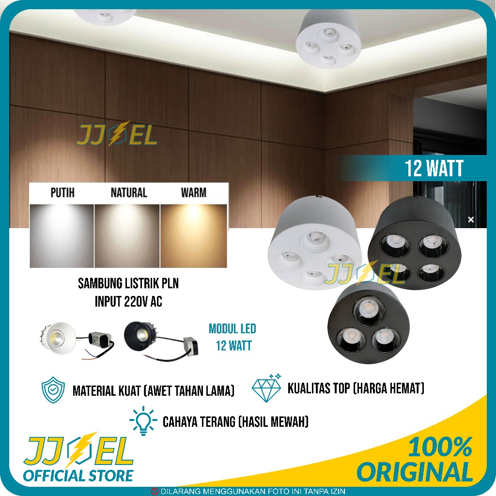 Lampu Sorot LED Tempel Plafon  3 Mata Dan 4 Mata 12W - Spotlight Terang 36W 48W  | Rumah, Toko, Cafe