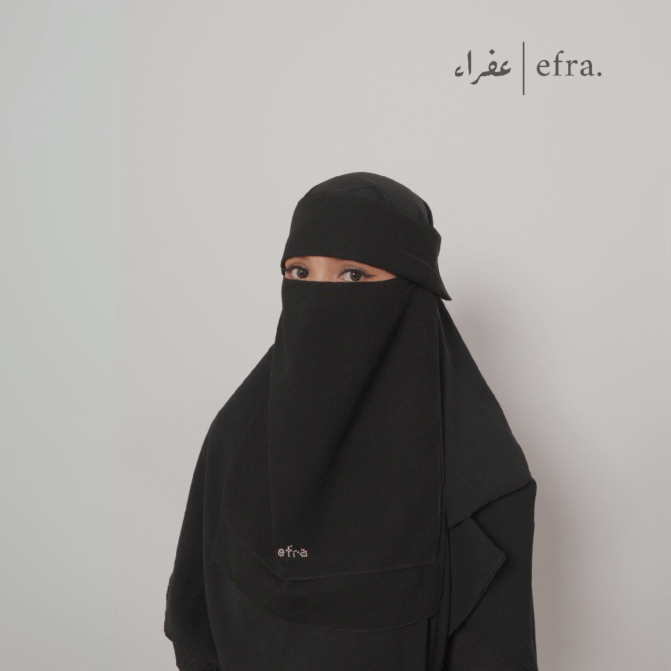Efra | Cadar Bandana Susun Swarovski | Cadar Arabian 2 Layer Premium Warna Hitam