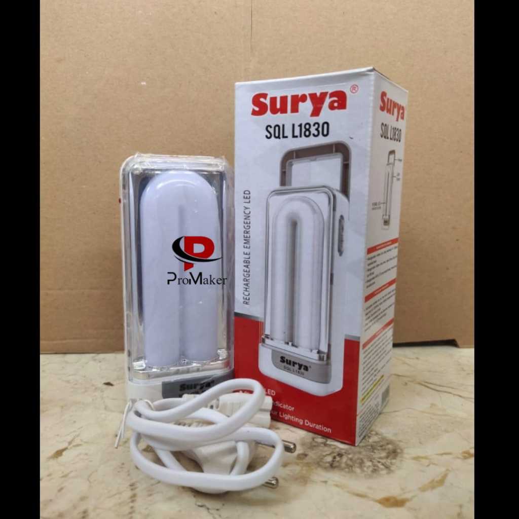 Surya SQL L1830 Lampu Darurat Portable 18 LED Emergency Cas Ulang 1500mAH Original