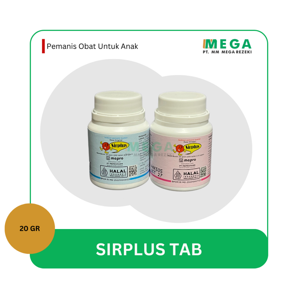 

Sirplus Tablet Pemanis Obat Per Pot Isi 200 - Original/ Strawberry