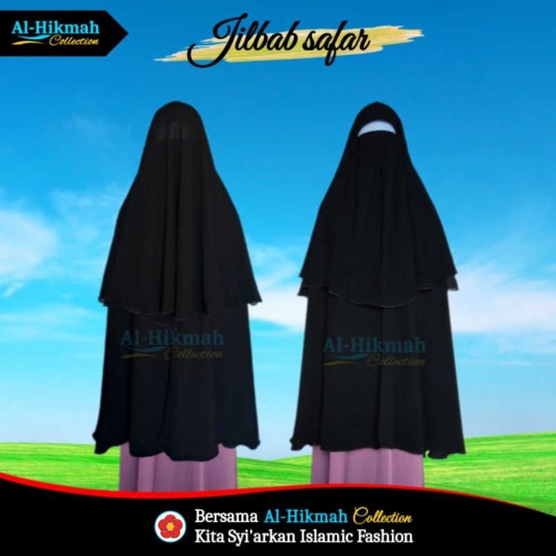 Jilbab Cadar Safar Purdah Jetblack Jilbab Kerudung Safar Cadar Ritsleting AlHikmah Collection