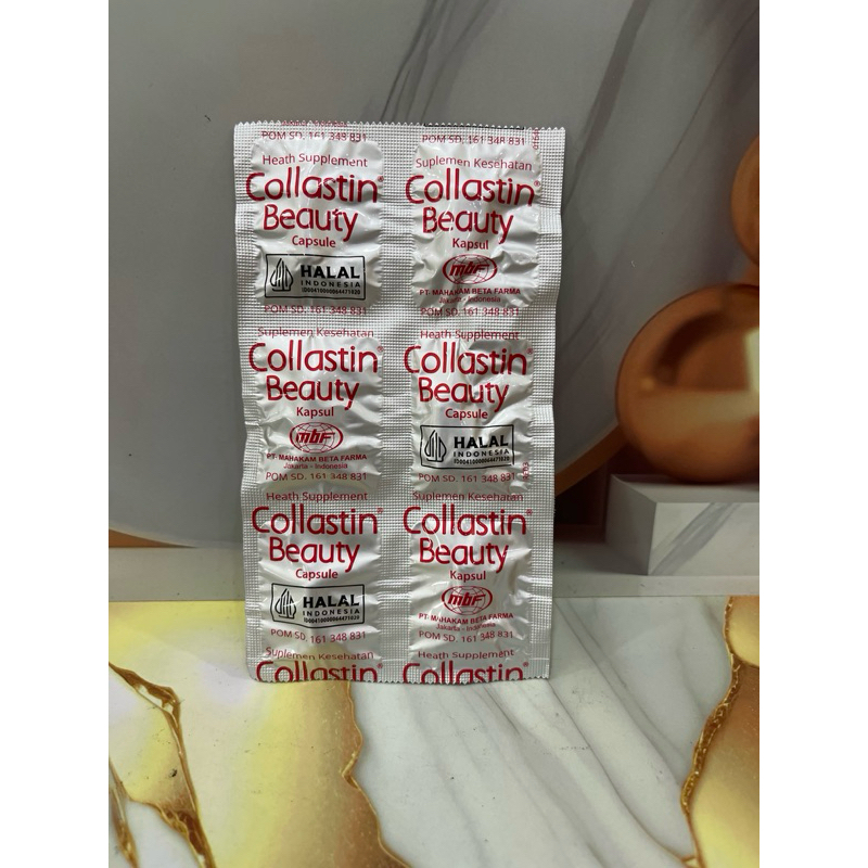 COLLASTIN BEAUTY KAPSUL DENGAN COLLAGEN ve ACTIVE & ASTAXANTHIN VITAMIN UNTUK KESEHATAN KULIT 1STRIP