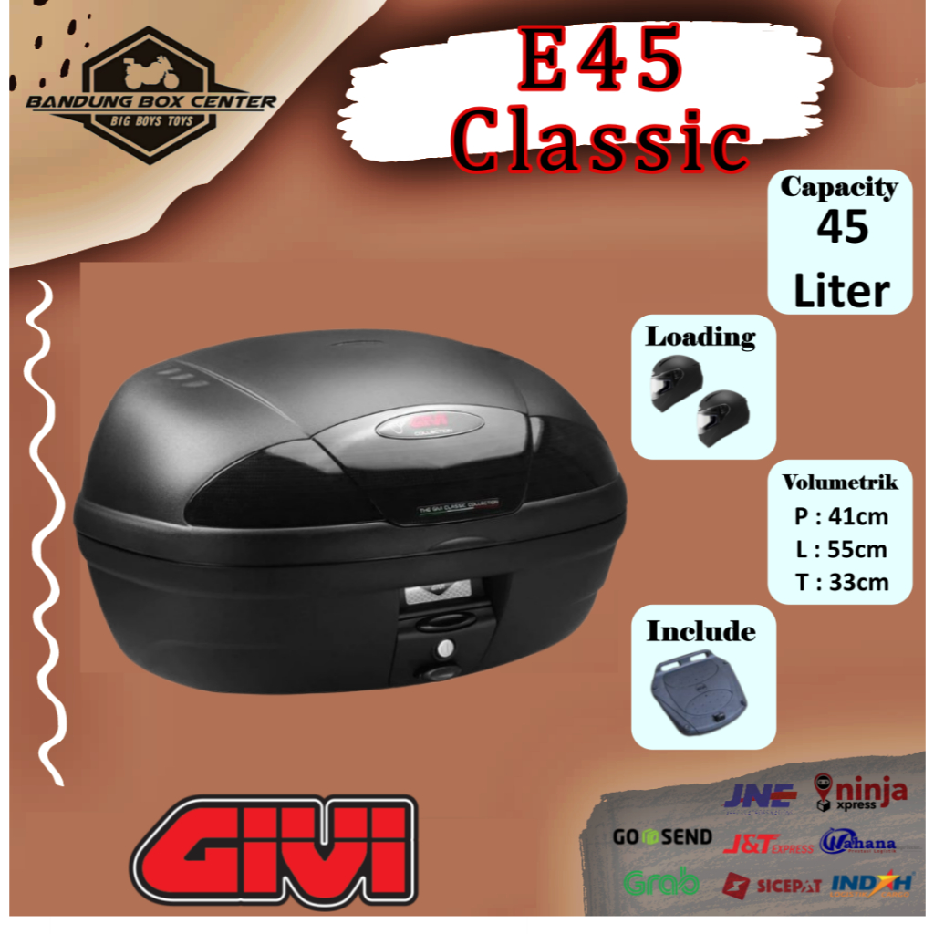 Box Givi E45 Classic Box Motor Givi E 45 Box Touring Givi E45 Clasic Mika Hitam Smoke
