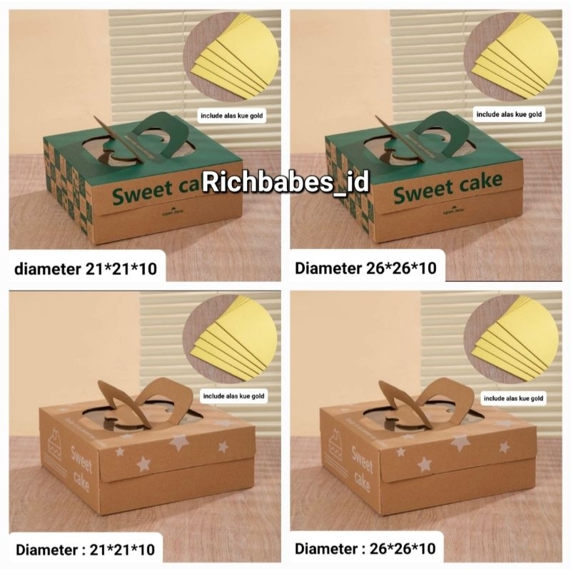 10pcs Box kue Bolu Jinjing Mika Dus Cake Lebaran Kotak Kue Idul Fitri Hampers Cheesecake Puding Chif