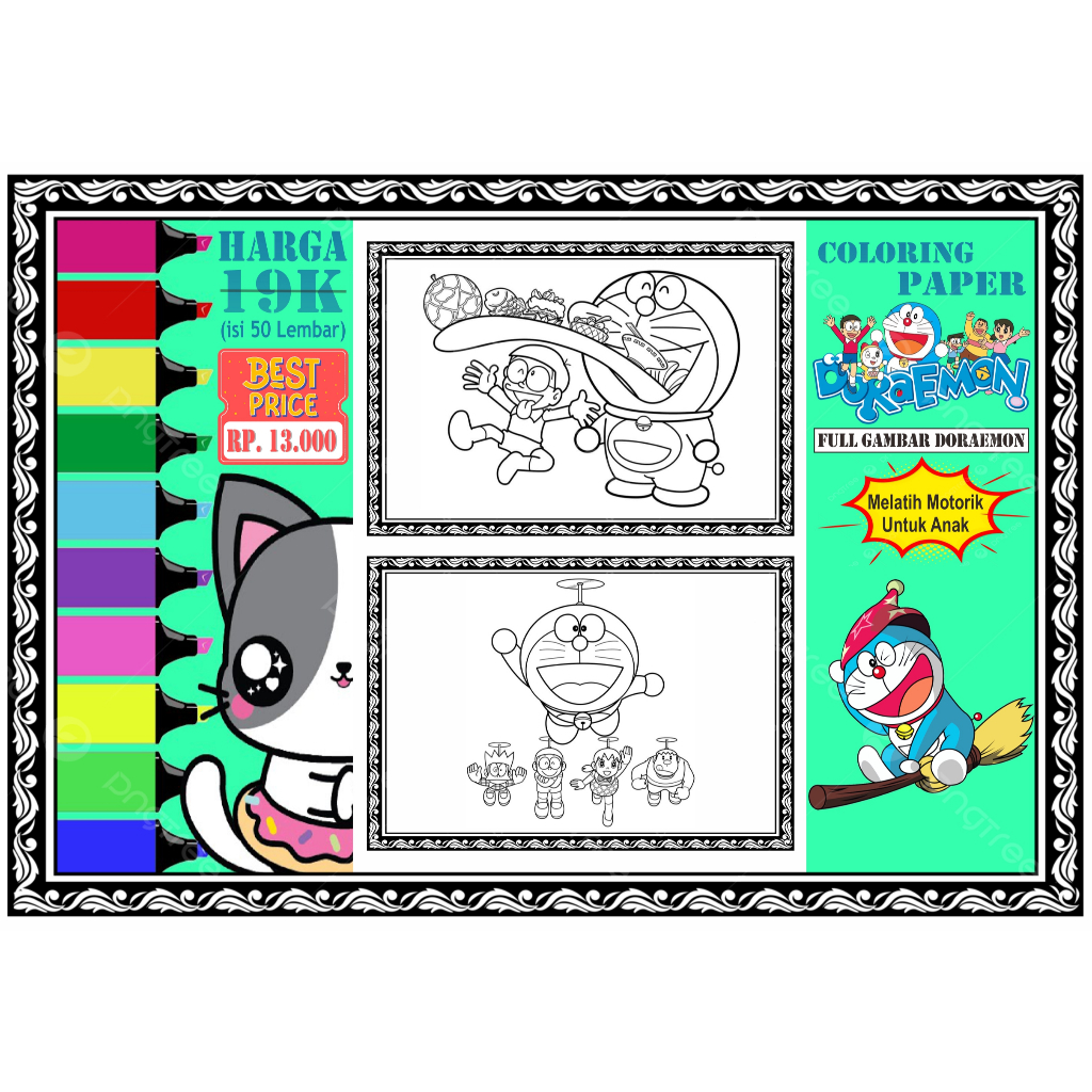 

Gambar Mewarnai Anak Termurah isi 50 Lembar Kertas / Kertas Gambar Full Kartun Karakter Doraemon / Gambar Sketsa Untuk Usia 2-3-4-5-6 Tahun.