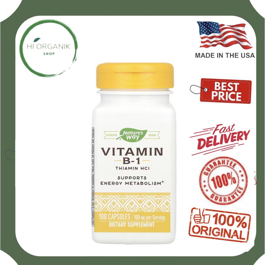 Nature's Way Vitamin B-1 B 1 B1 100 mg 100 Capsules