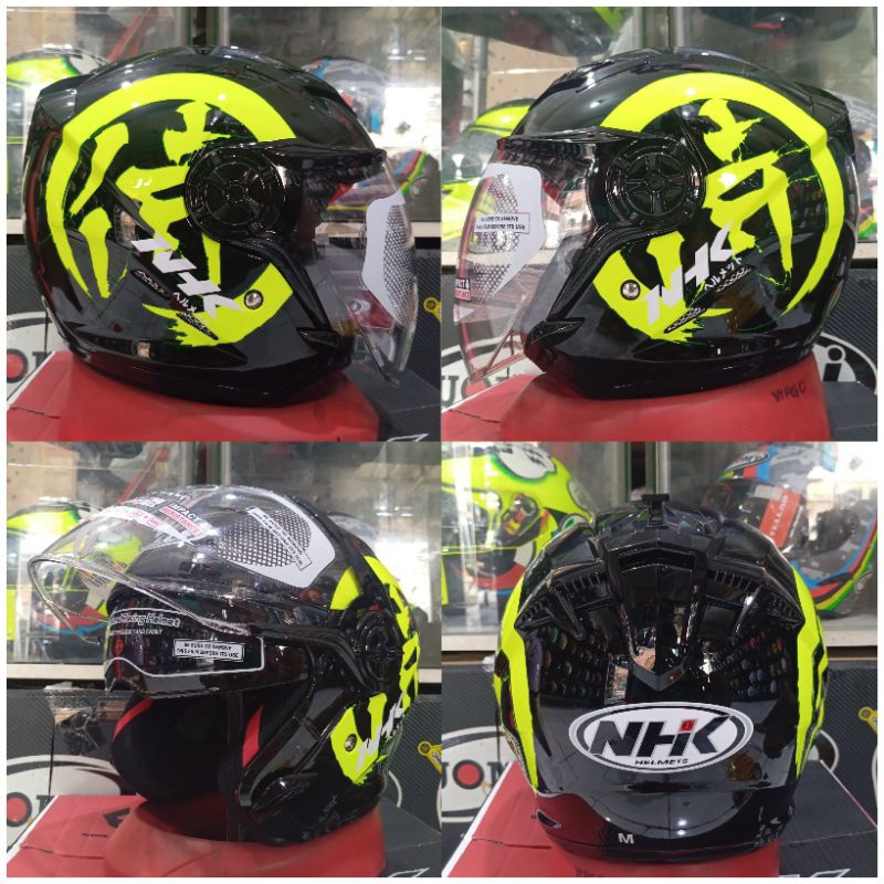 Helm Nhk Gladiator Motif Kanji Black Yellow Double Visor