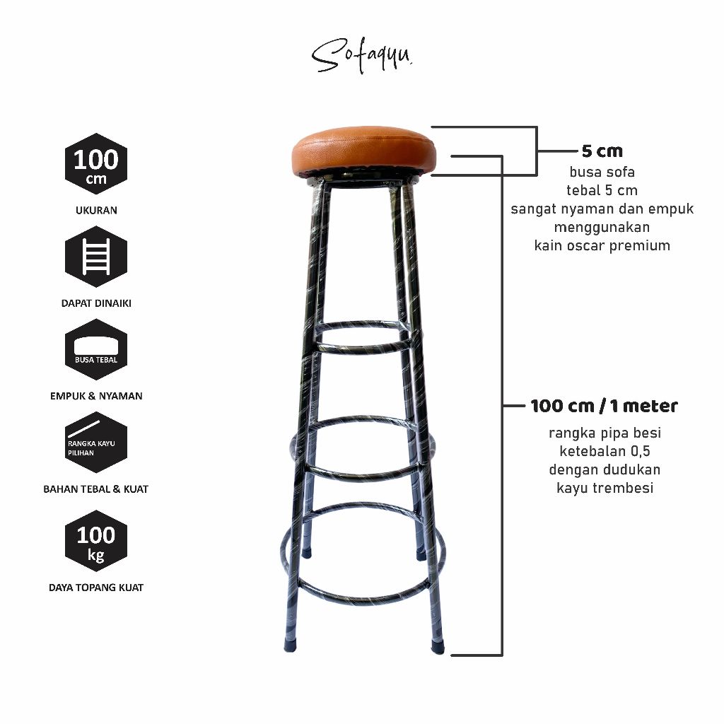 kursi oreo 100 cm/ 75 cm / 60cm / 50cm / 40cm / 25cm / kursi busa / dudukan busa / kursi kuat / kurs