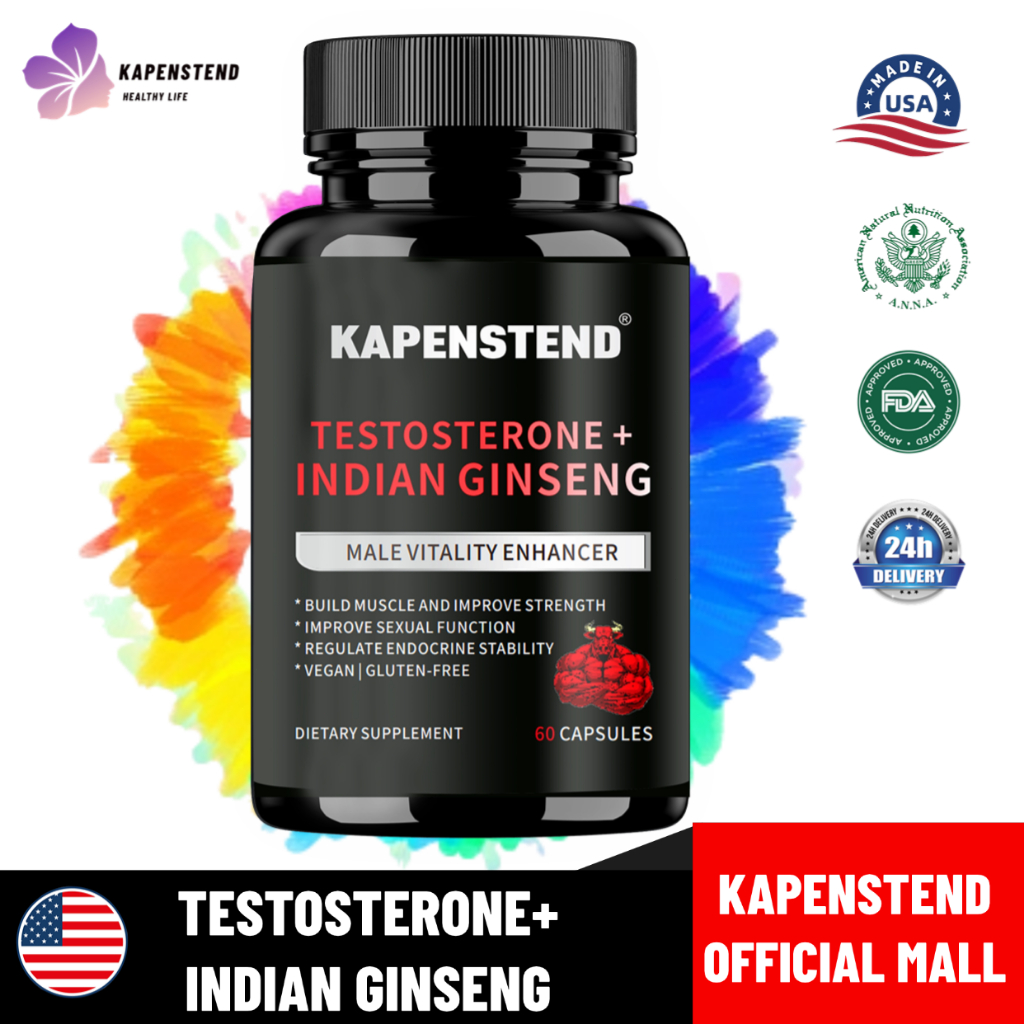 KAPENSTEND Horny Goat Weed, Tongkat Ali, Ginseng India Testosteron Horny Goat Weed, Suplemen Daya Ta