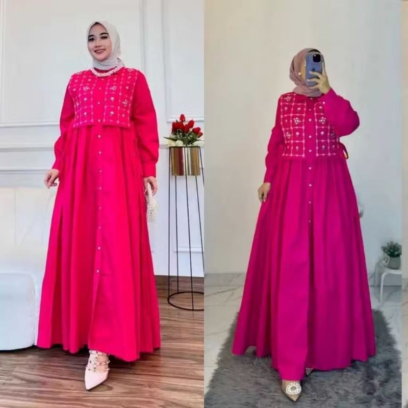 Dahnia - gamis dress baju crinkel busui premium jumbo M L XL XXL /baju crinckle ceruty babydoll mix 