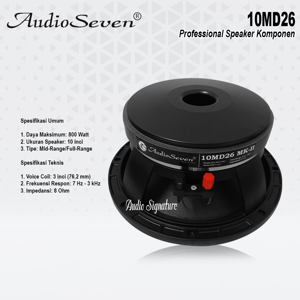 Komponen Speaker 10 Inch AUDIO SEVEN 10 MD 26 | 10MD26 Original Max 800W