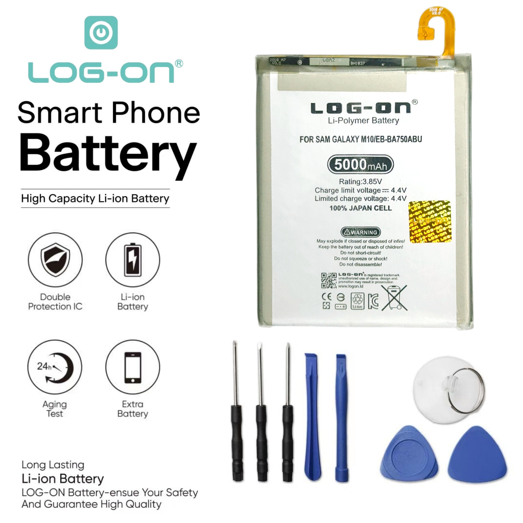 Log On - EB-BA750ABU Samsung M10 / A7 2018 Double IC Protection - Kapasitas 5000mAh Battery Baterai 