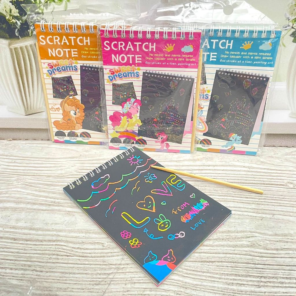 

Busy Book / Scratch Book / Drawing Book Mini Buku Gambar Magic Color A5 FREE Sumpit Favorit Anak Ready Banyak Karakter Sanrio Unicorn Astronot Little Girl ATK Hadiah Souvenir Anak Dewasa COD Ready Stock