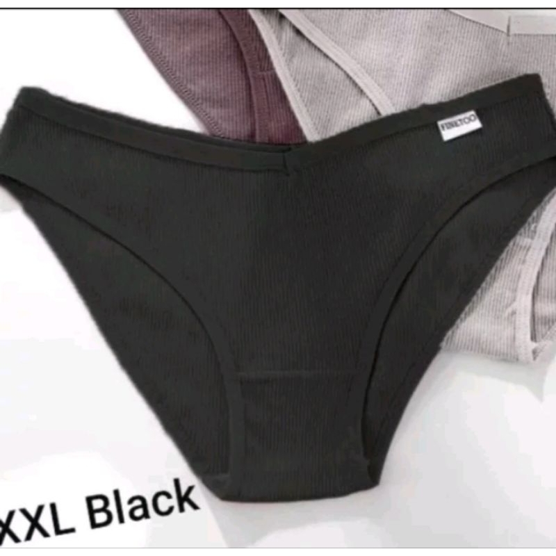 Celana Dalam Wanita Finetoo Bentuk V Size Plus XXL Warna Hitam