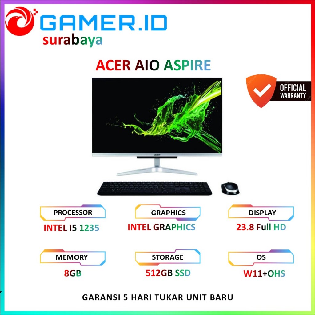 ACER AIO ASPIRE C24-1700 I5 1235 8GB 512GB 23.8FHD