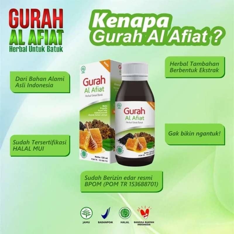 Obat Batuk Alami Bayi dan Dewasa Sirup Batuk Gurah Al Afiat 60ml dan 125ml