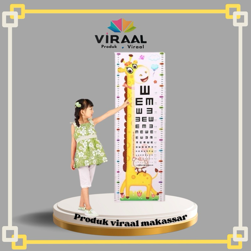 Makassar Produk viral stiker pengukur badan dan mata stiker dinding grafik penggaris tinggi pengukur