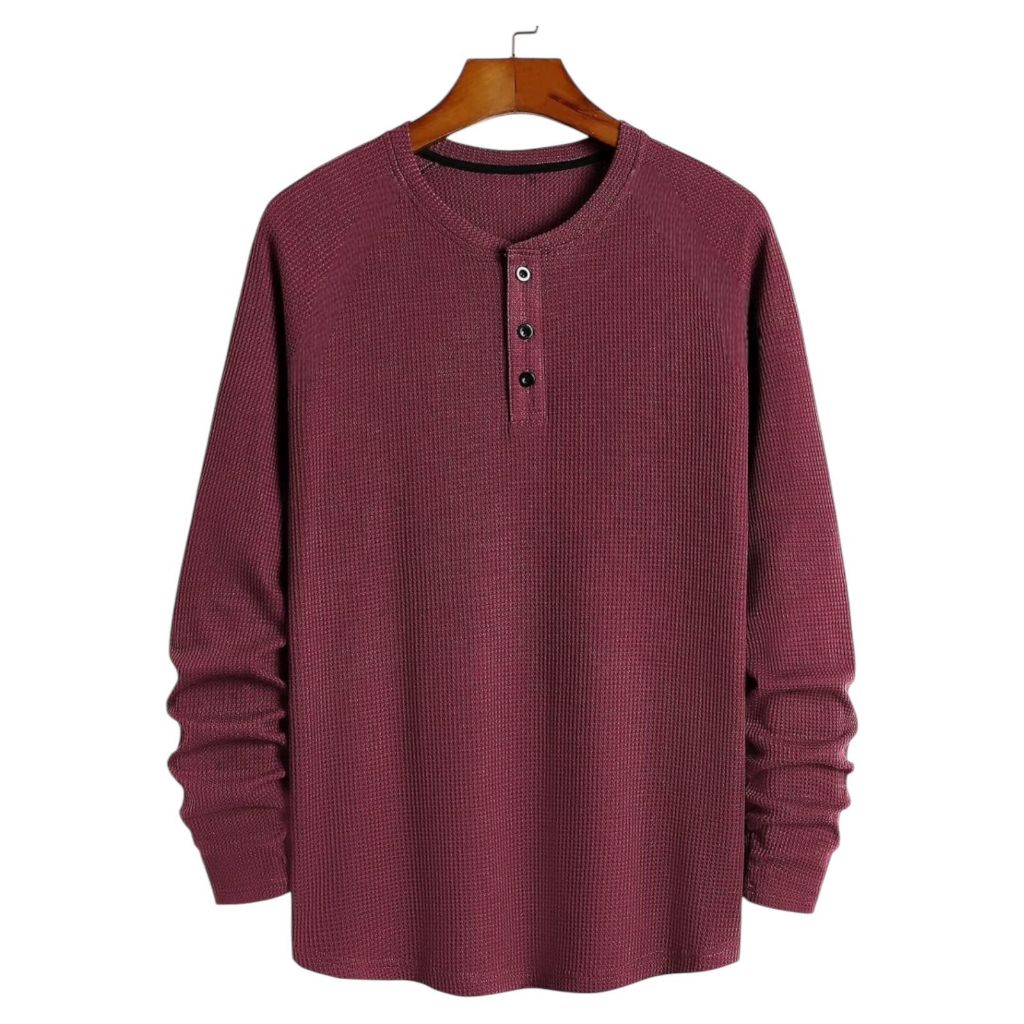 KNIT KAOS WAFFLE  LENGAN PANJANG KERAH SANGHAI PREMIUM/KAOS WAFFLEE KNIT LENGAN PANJANG UNISEX