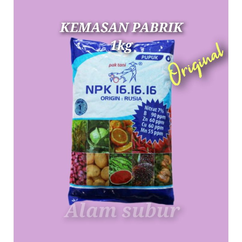 NPK 16-16-16 PAK TANI/NPK 16-16-16 PAK TANI 1kg.