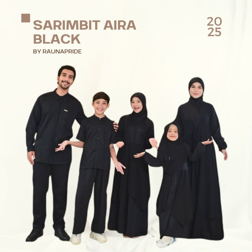 Sarimbit Rauna - Baju Sarimbit Aira by RaunaPride - Sarimbit Lebaran Keluarga Terbaru || Black