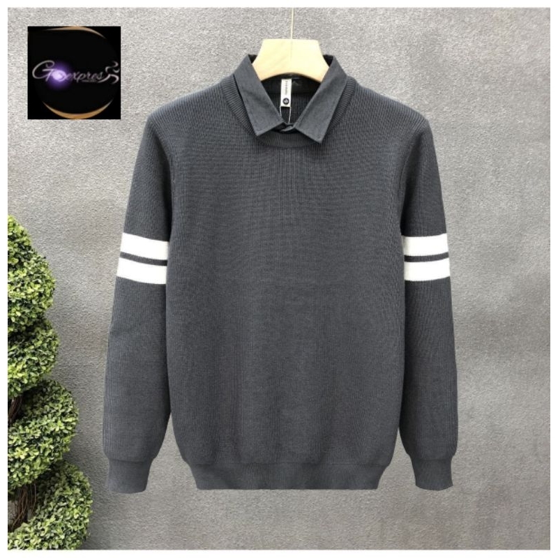 Crewneck Pria Rajut/Sweater Korea Kasual/Sweater Lengan Panjang